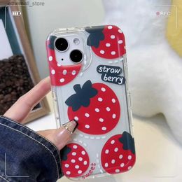 Cell Phone Cases Cute strawberry transparent mobile phone case for iPhone 14 13 12 11 Pro Max 14Plus xr XS 7 8 Plus SE2 2020 Soft shell Q231021
