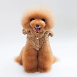 Dog Apparel Autumn And Winter Pet Clothes Teddy Bear Small Ears Hooded Jacket Clothing