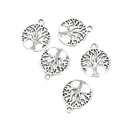 Charms 100Pcs Lot Vintage Tibetan Sier Tree Of Life Pendants 24Mm For Jewellery Making Diy Bracelet Necklace223W Drop Delivery Finding Dhqp6