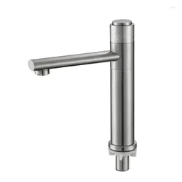 Bathroom Sink Faucets Sus304 Stainless Steel Single Cold Water Faucet Upper And Lower Wash Basins Washbasins Bathrooms Brushed Black