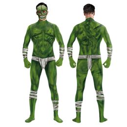 Green Muscles Weird 3D Print Sexy Bodysuits Women/men Long Sleeve Cosplay New Party Tight Jumpsuits 2023