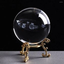 Decorative Figurines 6cm 3D Po Props With Base Home Planets Model Engraved Solar System Miniature Gift Craft Crystal Ball Decoration Sphere