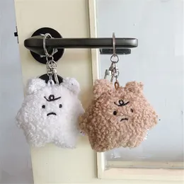 Keychains Lanyards Bear Plush Keychain Couple Frustrated Student Bag Pendant Car Key Ring Girl Decoration Accessories Gift