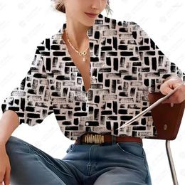 Women's Blouses 23 Temperament Long Sleeve Shirt Chains Print Loose Casual Office Street Top Womens Shirts Luxury All Season MIDDLE AGE