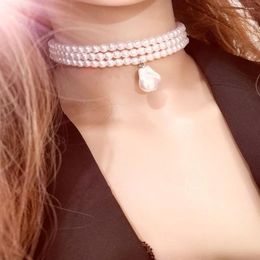 Pendant Necklaces Arrival Korean Retro Style 3 Layer Pearl Necklace 2023 Stylish And Elegant Alien Short Jewellery