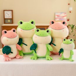 New Lotus Leaf Frog Creative Doll Big Eyed Frog Throw Pillow Large Plush Toy Wholesale
