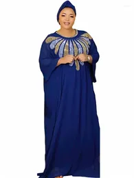 Ethnic Clothing Muslim Dress 2Piece Set Diamond Long Gown Loose Women Chiffon Africa Dashiki Robe Musulman Abaya Dubai Caftan Marocain