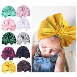 Hair Accessories 1pcs Sell Infant Headband Hat Baby Turtan Bandanas Cap Cute Big Bow Hats Children's Gold Velvet