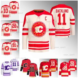 Maglia Calgary Mikael Backlund 2023 Heritage Classic Flame Jonathan Huberdeau Nazem Kadri Elias Lindholm Andrew Mangiapane Hanifin Jacob Markstrom Sharangovich