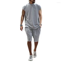 Men's Tracksuits 2023 Foreign Trade Hip Hop Street Leisure Set Loose Short Sleeve T-shirt Summer Shorts Solid Colour