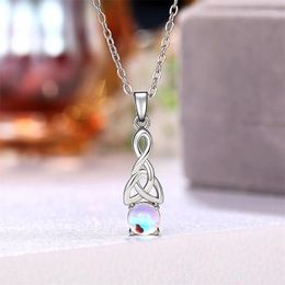 Pendant Necklaces Huitan Imitation Opal Round Stone Necklace For Women Exquisite Bridal Wedding Fancy Gift Statement Jewellery