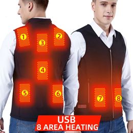 Men's Vests Winter Mens Thermal Clothing Electrical Cotton Heated Vests USB Heating Down Jacket Warm Sleeveless Women Fishing Hunting 231020