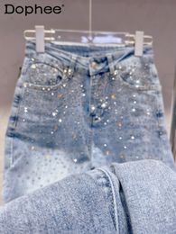 Women's Pants s High Quality Elastic Starry Sky Diamond Baggy Jean Comfortable Soft Straight Denim 2023 Spring Pantalones De Mujer 231021