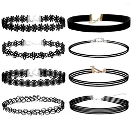 Chains Choker Necklace Set Lace Stretch Velvet Gothic Classic Pieces 8 Necklaces & Pendants Laye Hold