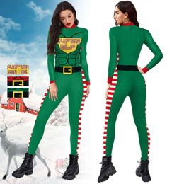 Halloween Long Sleeve Anime Printing Bodysuit Christmas New Carnival Cosplay Jumpsuit Muscle Tights Performance Costume