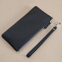Wallets Genuine Sheep Leather Wallet For Men Male Women Mens Vintage Soft Long Zipper Phone Purse Clutch Bag With Card Holder