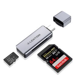 LENTION USB C to SD/Micro SD Card Reader, Type C SD 3.0 Card Adapter Compatible 2021-2016 MacBook Pro 13/15/16, New Mac Air/iPad Pro/Surface, Samsung S20/S10/S9/S8/Plus/Note, More