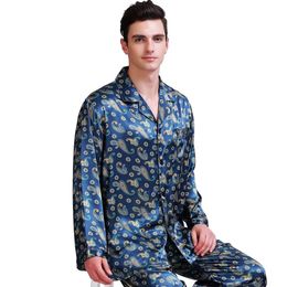 Men's Sleepwear Mens Silk Satin Pajamas Set Pajama Pyjamas PJS Sleepwear Set Loungewear S M L XL XXL 3XL 4XL 231021