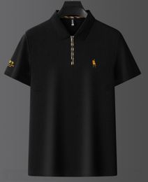 2023ss designer polo shirt autumn mens t shirt short sleeve plaid collar luxury horse embroidery tshirt mens clothing