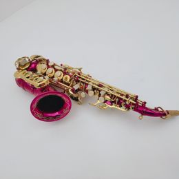 New high-quality small curved soprano saxophone B-key shell keys red body brass professional musical instrument with case 00