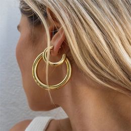 New Fashion C Shape Gold Color Circle Hoop Earrings Non-Piercing Earring Fake Cartilage Piercing Ear Clip For Women Jewelry Wholesale YME136