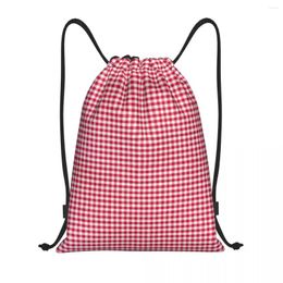 Shopping Bags Custom Red Plaid Checkered Style Drawstring Bag For Training Yoga Backpacks Men Women Sports Gym Sackpack