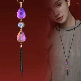 Pendant Necklaces SINLEERY Trendy Crystal Ball Tassels Long Necklace For Women Fashion Jewelry