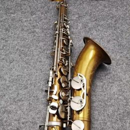 Vintage two color professional Tenor saxophone B flat European craft gold antique classic carved musical instrument tenor sax 00