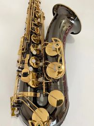 Black professional Tenor saxophone B-flat engraving exquisite pattern black nickel gold tenor saxophone jazz instrument 01