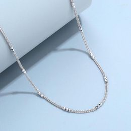 Chains Real Pure Platinum 950 Chain Women Lucky Wheat Beads Link Necklace 2.7-3g/16.9inch