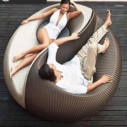 Camp Furniture Outdoor Circular Rattan Leisure Sofa Scenic Spot B&B Curved Bed Villa Courtyard Sunscreen Beach Pool