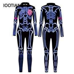 New 3D Party Costume Laser Bone Line Cosplay Outfit Jumpsuits Sexy Halloween Costumes for Women/men Scary