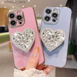 Cell Phone Cases New Love Rhinestone Stand Soft Shell Suitable For Iphone15promax14pro1 3 12 11 X Mobile Phone Case Q231021