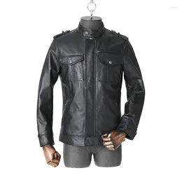 Hunting Jackets Men's Top Layer Cowhide Jacket Leather Collar Outdoor Sport Combat Travel Military Army Tactical Clothing Camping Coat