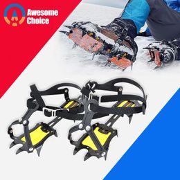 Mountaineering Crampons Professional Adjustable 10 Teeth Crampons Manganese Steel Climbing Gear Snow Ice Anti-Skid Shoe Grippers Crampon Mountaineering 231021