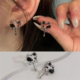 Stud Earrings Personality Punk Hip Hop Necklace Fashion Heart Hollow Water Drop Vintage Ear Studs Jewellery