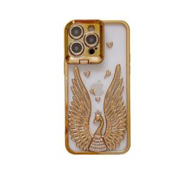 Diamond Wings Apple Phone Cases Luxury Design Peacock Protective Iphone Covers Shockproof Transparent Armour Mobile Phone Holder For IPhone 15 pro max Ultra 14 13 12
