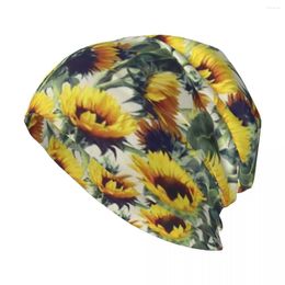 Berets Sunflowers Forever Knit Hat Big Size Christmas Hats Golf Man Beach Men Wear Women's