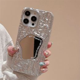 Cell Phone Cases Luxury Special Rock Pattern Mirror Case For iPhone 15 14 13 12 Pro Max 11 X S XR 7 8 Plus SE Stylish Protective Soft Cover 231021