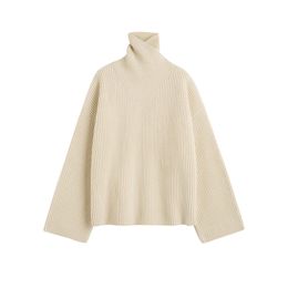 Toteme Women Turtleneck Wool Ribbed Halter Knit Sweater Women's Sweaters