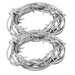 Decorative Flowers 2pcs Simulation Wire Chain Fake Barbed Wires Wreath Rings Ornament Halloween Haunted House Party Layout Props