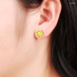 Stud Earrings 24k GP Exquisite Flower Women's Jewelry Wholesale Pure Gold Color For Women /Men Fashion Accessories