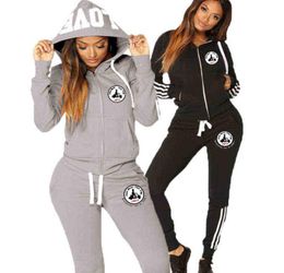 Jott Long Sleeve Zipper Hoodie Suit Brand Autumn Women039s Sportswear 2piece Set Matching Fitness Jogging 3 Colors5699749