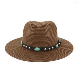 Berets Natural Panama Soft Shaped Summer Straw Hat For Women Men Wide Brim Beach Sun Cap UV Protection Fedora