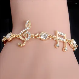 Link Bracelets MISANANRYNE Luxury Jewellery Gifts Gold Colour Musical Notes Bracelet Crystal Zircon Charm For Women