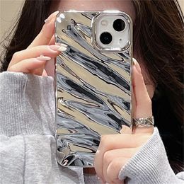 Cell Phone Cases Luxury 3D Silver Silk Pattern Case For iphone 14 13 11 12 Pro Max X XS XR 7 8 Plus SE 3 Brief Shockproof Soft Back Cover 231021