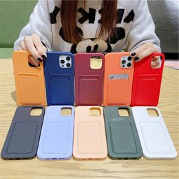 Shockproof Silicone iPhone Case for iPhone 15 14 13 12 11 pro max with Card Cash Holder Soft TPU Case