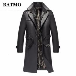 Men's Leather Faux Leather Batmo arrival autumn winter real Leather thicked trench coat men Leather jacket men Long Overcoat plus-size S-5XL 231021