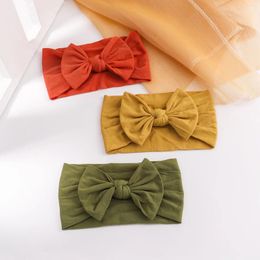 Hair Accessories 1Pc Born Solid Colour Turban Baby Kids Bows Headwrap Girls Headband Toddler Elastic Headwear Headbands