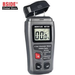 Moisture Meters BSIDE EMT01 Two Pins Digital Wood Moisture Meter 0-99.9% Wood Humidity Tester Timber Damp Detector with Large LCD Display 231020